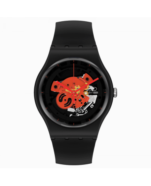 Szwajcarski modowy zegarek męski SWATCH TIME TO RED BIG SO32B110