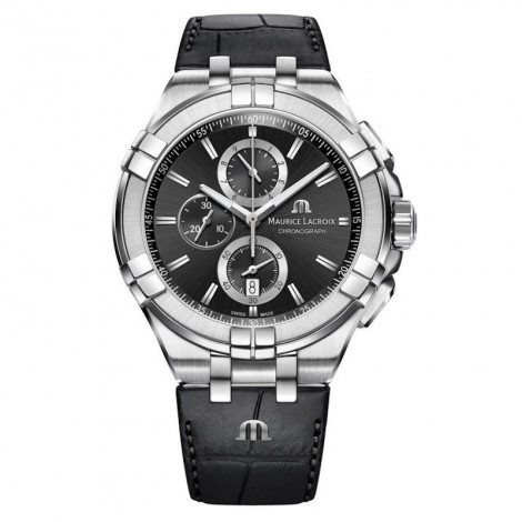 Szwajcarski sportowy zegarek męski MAURICE LACROIX AIKON Chronograph AI1018-SS001-330-1 (AI1018SS0013301)