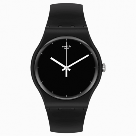 Szwajcarski modowy zegarek unisex SWATCH BIOCERAMIC THINK TIME BLACK SO32B106