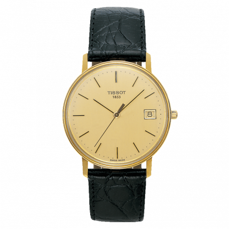 Szwajcarski klasyczny zegarek męski TISSOT Goldrun Hesalite 18K Gold T71.3.401.21 (T71340121)