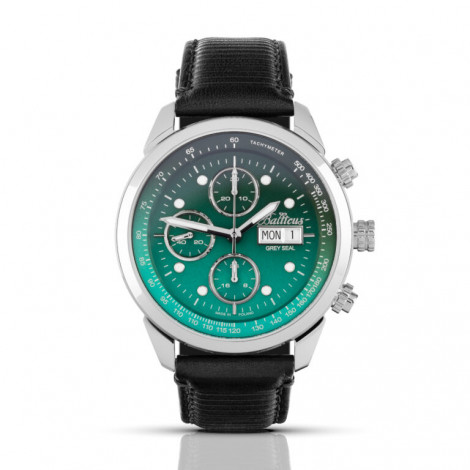 Polski, sportowy zegarek męski BALTICUS Grey Seal Chronograf, zielony gradient BALGSGRNCH