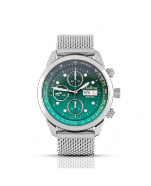 Polski, sportowy zegarek męski BALTICUS Grey Seal Chronograf, zielony gradient BALGSGRNCH