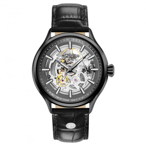 Szwajcarski elegancki zegarek męski ROAMER COMPETENCE SKELETON III 101663 40 55 05N (101663405505N)