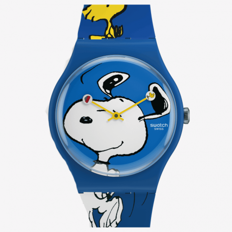 Szwajcarski modowy zegarek unisex SWATCH Peanuts Hee Hee Hee SO29Z106