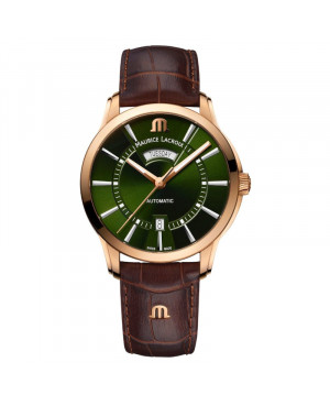 Szwajcarski elegancki zegarek męski MAURICE LACROIX PONTOS Day Date PT6358-BRZ01-63E-3 (PT6358BRZ0163E3)