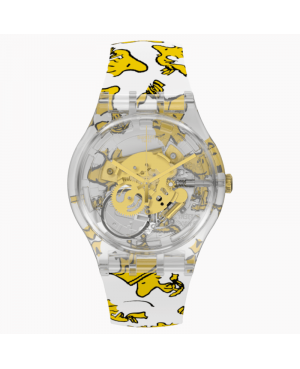 Szwajcarski modowy zegarek unisex SWATCH Peanuts WOODSTOCK I SUOK146-002
