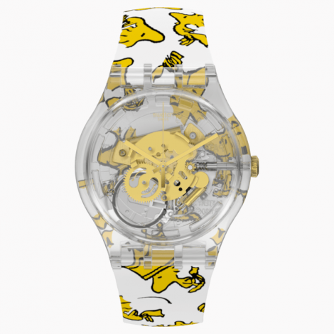 Szwajcarski modowy zegarek unisex SWATCH Peanuts WOODSTOCK I SUOK146-002