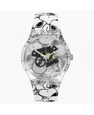 Szwajcarski modowy zegarek unisex SWATCH Peanuts Snoopy I SUOK136-016