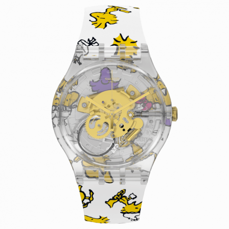 Szwajcarski modowy zegarek unisex SWATCH Peanuts Woodstock II SUOK146-003