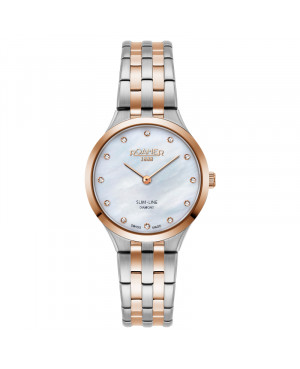 Szwajcarski elegancki zegarek damski ROAMER Slim-Line Diamond 512847 49 89 20