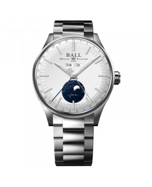 Szwajcarski, klasyczny zegarek BALL Engineer II Moon Calendar Limited Edition NM3016C-S1J-WHGR (NM3016CS1JWHGR)