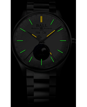 Szwajcarski, klasyczny zegarek BALL Engineer II Moon Calendar Limited Edition NM3016C-S1J-WHGR (NM3016CS1JWHGR)