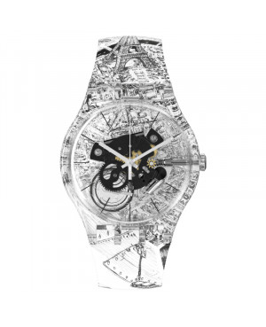 Modowy zegarek męski SWATCH New Gent SXY - Paris SUOK144-038