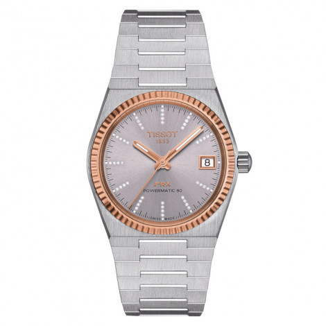 Szwajcarski elegancki zegarek damski TISSOT PRX Powermatic 80 18K Gold T931.207.41.336.00