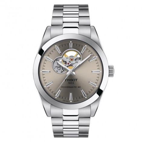Szwajcarski klasyczny zegarek męski TISSOT Gentleman Powermatic 80 Open Heart T127.407.11.081.00