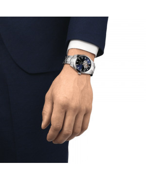 Szwajcarski klasyczny zegarek męski TISSOT Gentleman Powermatic 80 Open Heart T127.407.11.041.01