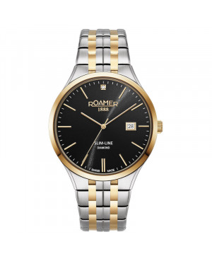 Szwajcarski klasyczny zegarek damski ROAMER Slim-Line Diamond 864833 47 85 50