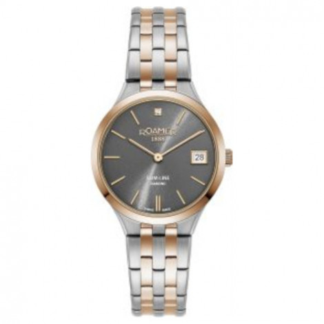 Szwajcarski klasyczny zegarek damski ROAMER Slim-Line Diamond 864857 49 55 50
