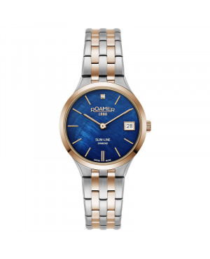 Szwajcarski klasyczny zegarek damski ROAMER Slim-Line Diamond 864857 49 40 50