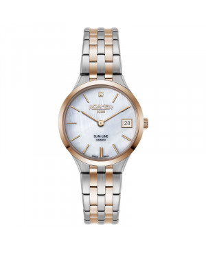 Szwajcarski klasyczny zegarek damski ROAMER Slim-Line Diamond 864857 49 20 50