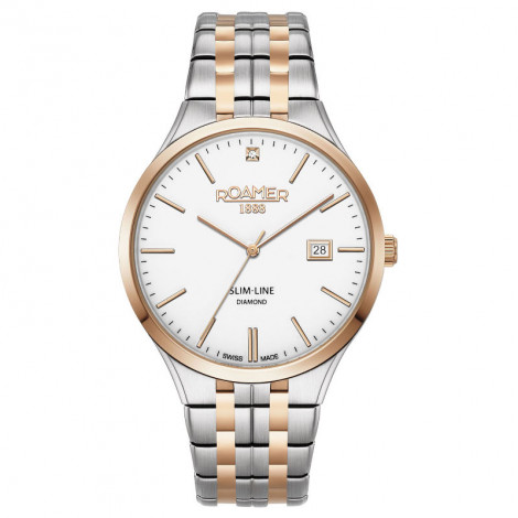 Szwajcarski klasyczny zegarek męski ROAMER Slim-Line Diamond 864833 49 25 50