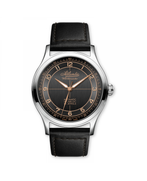 Szwajcarski klasyczny zegarek męski ATLANTIC Worldmaster Incabloc Automatic 53780.41.43R