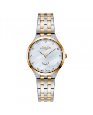 Szwajcarski elegancki zegarek damski ROAMER Slim-Line Diamond 512847 47 89 20