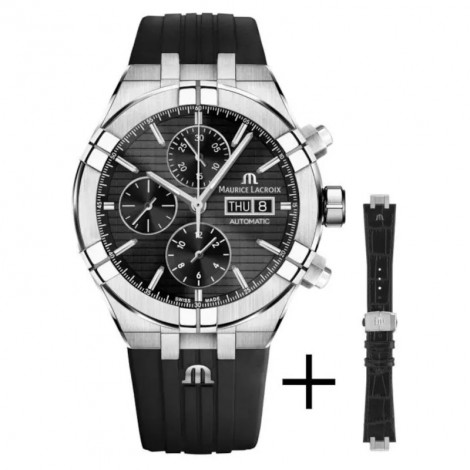 Szwajcarski sportowy zegarek męski MAURICE LACROIX Aikon Automatic Chronograph AI6038-SS00B-330-2