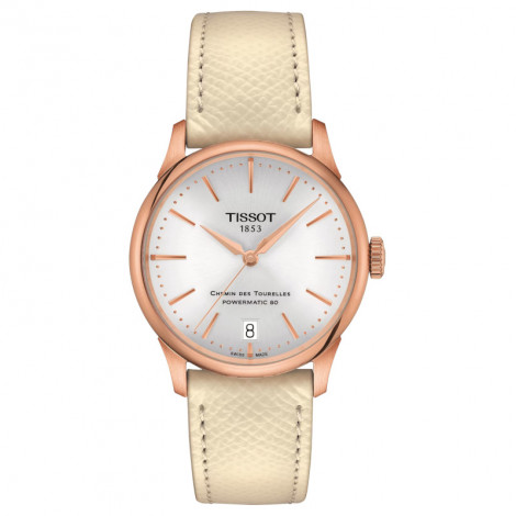 Szwajcarski klasyczny zegarek damski Tissot Chemin des Tourelles Powermatic 80 T139.207.36.031.00