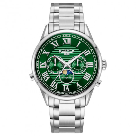 Szwajcarski elegancki zegarek męski Roamer Superior Moonphase II 513821 41 75 50