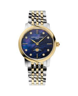 Szwajcarski klasyczny zegarek damski FREDERIQUE CONSTANT Slimline Moonphase FC-206MPND1S3B