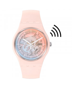 Modowy zegarek damski Swatch FLEETINGLY PINK PAY! SO32P103-5300