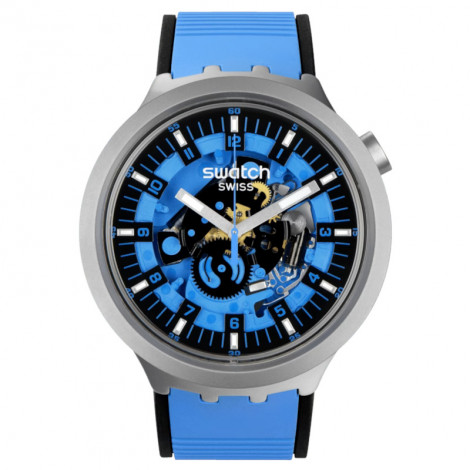 Szwajcarski sportowy zegarek Swatch Big Bold Azure Blue Daze SB07S106