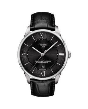 Szwajcarski, elegancki zegarek męski Tissot T-Classic CHEMIN DES TOURELLES POWERMATIC 80 T099.407.16.058.00 (T0994071605800)