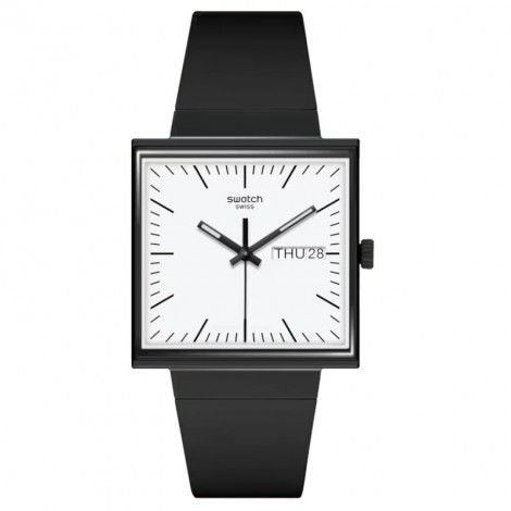 Szwajcarski modowy zegarek Swatch Bioceramic What If... Black? SO34B700