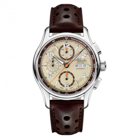 Szwajcarski elegancki zegarek męski Atlantic Worldmaster Prestige Valjoux Chronograph 55853.41.95