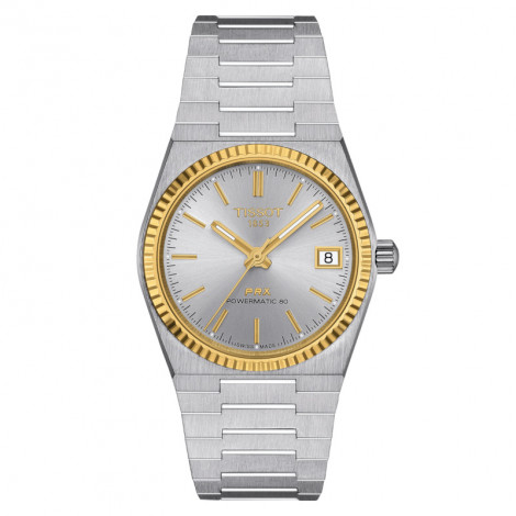 Szwajcarski elegancki zegarek damski TISSOT PRX Powermatic 80 18K Gold T931.207.41.031.01