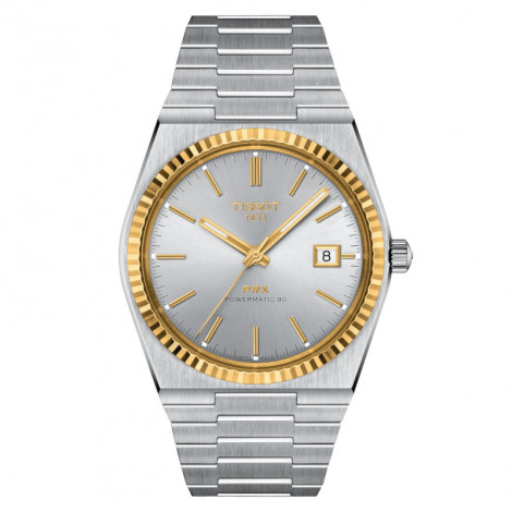 Szwajcarski elegancki zegarek męski TISSOT PRX Powermatic 80 18K Gold T931.407.41.031.01