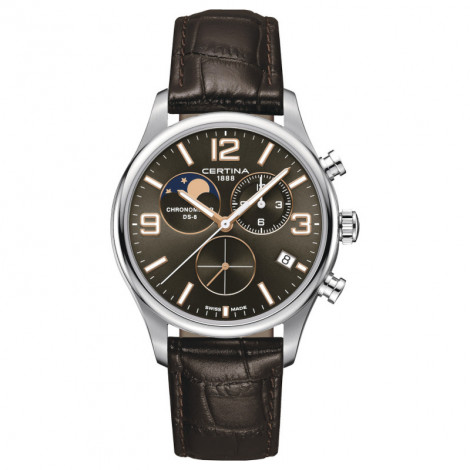Szwajcarski klasyczny zegarek męski CERTINA Moon Phase COSC Chronometer C033.460.16.087.00 (C0334601608700)