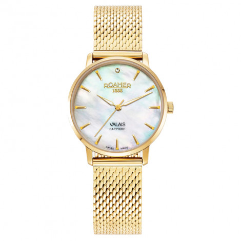 Szwajcarski elegancki zegarek damski Roamer Valais Ladies Diamond Sets 989847 48 10 05