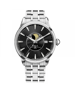 Szwajcarski elegancki zegarek męski BALL Trainmaster Moon Phase NM3082D-SJ-BK