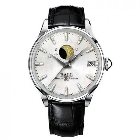 Szwajcarski elegancki zegarek damski BALL Trainmaster Moon Phase Lady NL3082D-LJ-WH