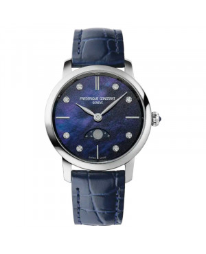Szwajcarski klasyczny zegarek damski FREDERIQUE CONSTANT Slimline Moonphase FC-206MPND1S6