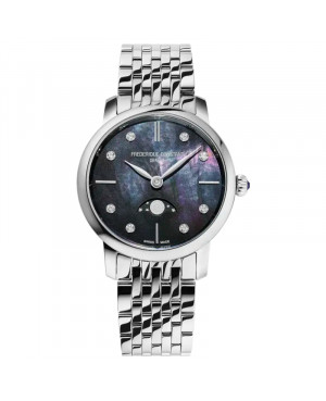 Szwajcarski klasyczny zegarek damski FREDERIQUE CONSTANT Slimline Moonphase FC-206MPBD1S6B