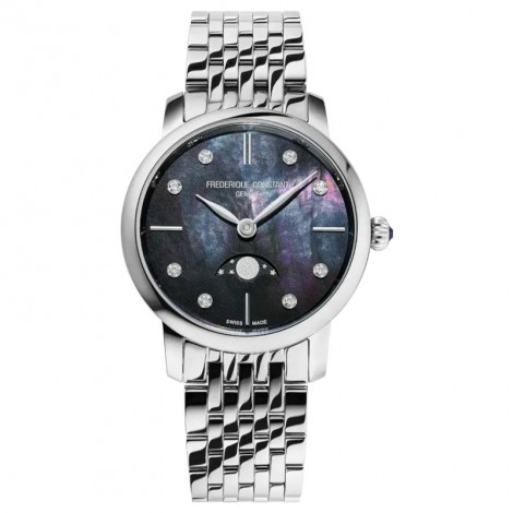 Szwajcarski klasyczny zegarek damski FREDERIQUE CONSTANT Slimline Moonphase FC-206MPBD1S6B