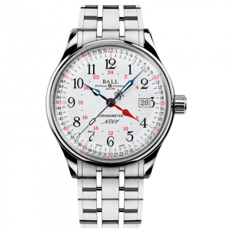 Szwajcarski klasyczny zegarek męski BALL Trainmaster Standard Time NM3888D-S5CJ-WH