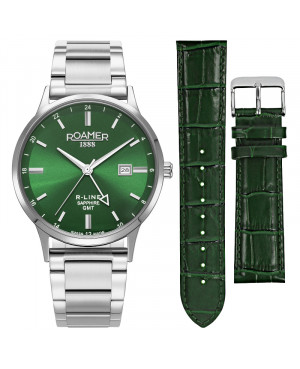 Szwajcarski elegancki zegarek męski Roamer R-Line GMT 990987 41 75 05