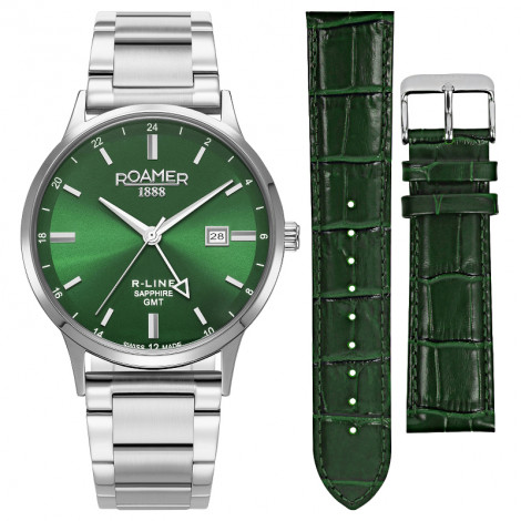 Szwajcarski elegancki zegarek męski Roamer R-Line GMT 990987 41 75 05