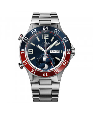 Szwajcarski sportowy zegarek męski Ball Roadmaster Marine GMT Moon Phase DG3220A-S1CJ-BE