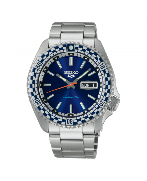 Sportowy zegarek męski Seiko 5 Sports Petrol Blue Checker Flag Special Edition 2024 SRPK65K1